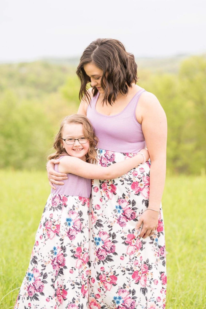 Qin.Orianna Mommy and Me Matching Maxi Dresses,Sleeveless Top Bohemia Floral Printed Matching Outfits with Pockets A-Purple - Image 3